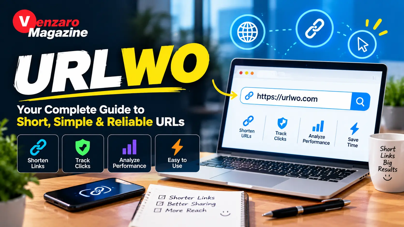 URLWO concept illustrating website addresses, link management, and URL optimization.