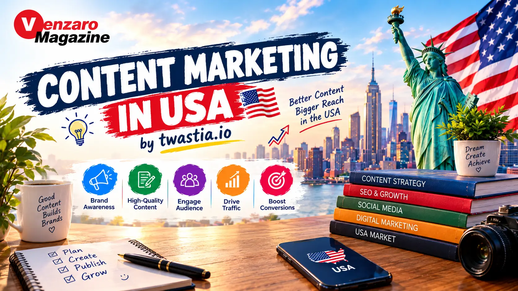 Content marketing in USA by Twastia.io featuring digital strategy, SEO content creation, and online business growth.