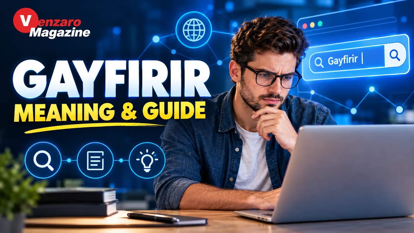 A clean editorial illustration representing the meaning and online use of the unfamiliar term gayfirir.